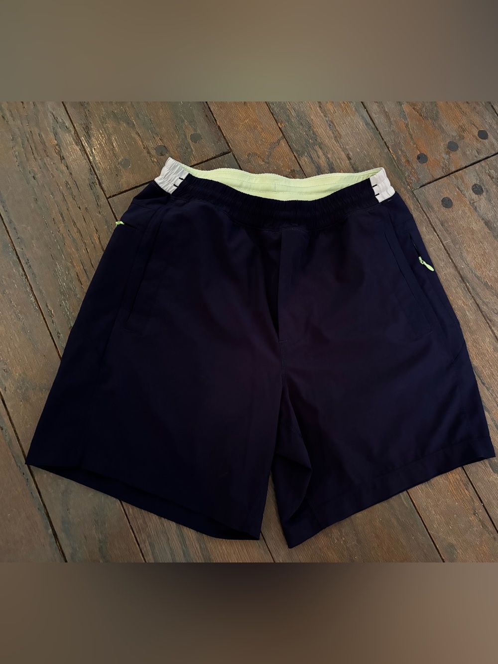 Bird Dogs Men's Navy Athletic Shorts with Lime White Accent Swim Activewear